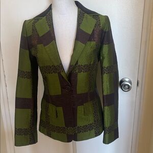 Etro Olive and Chocolate Checked Women's Blazer, size 42